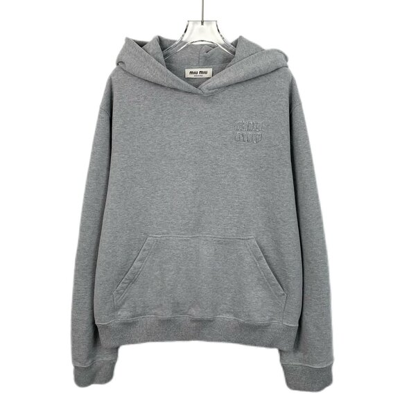 Miu Miu Tops - Miu Miu Gray Hooded Sweatshirt With Kangaroo Pocket L